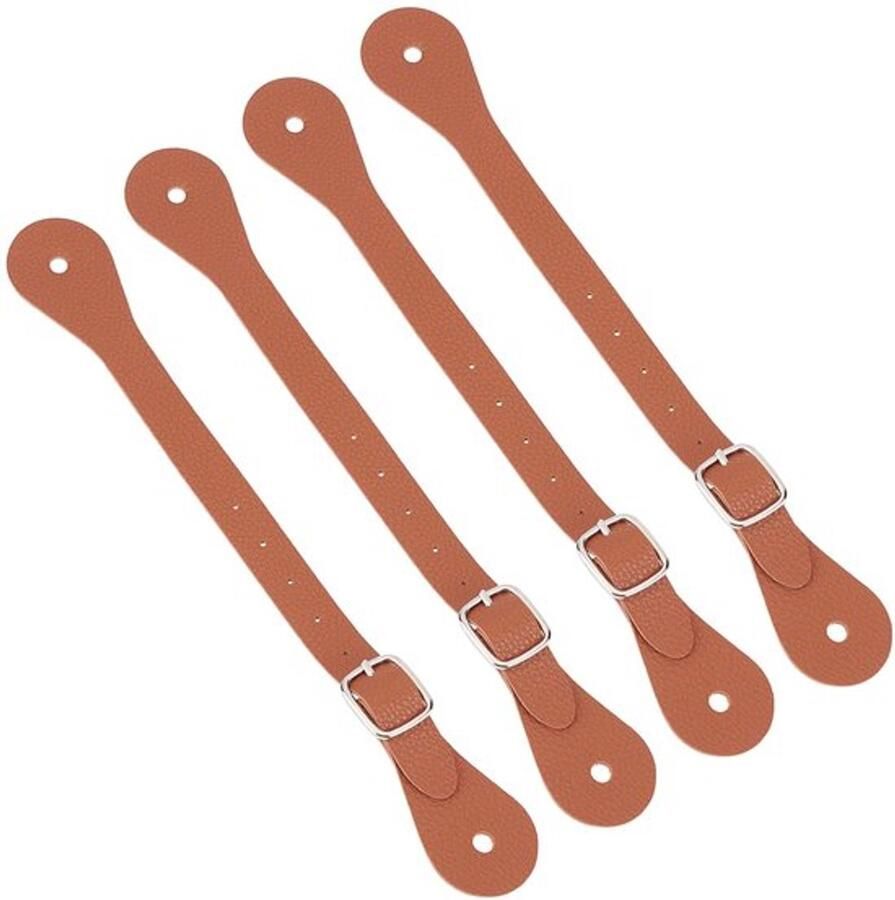 4 stuks echte leren sporenrie verstelbare laarzenrie western enkellaags leren Horizons sporenrie met zinklegering sluiting voor ruitersportbenodigdheden laarzen tot aan de dij chocolade