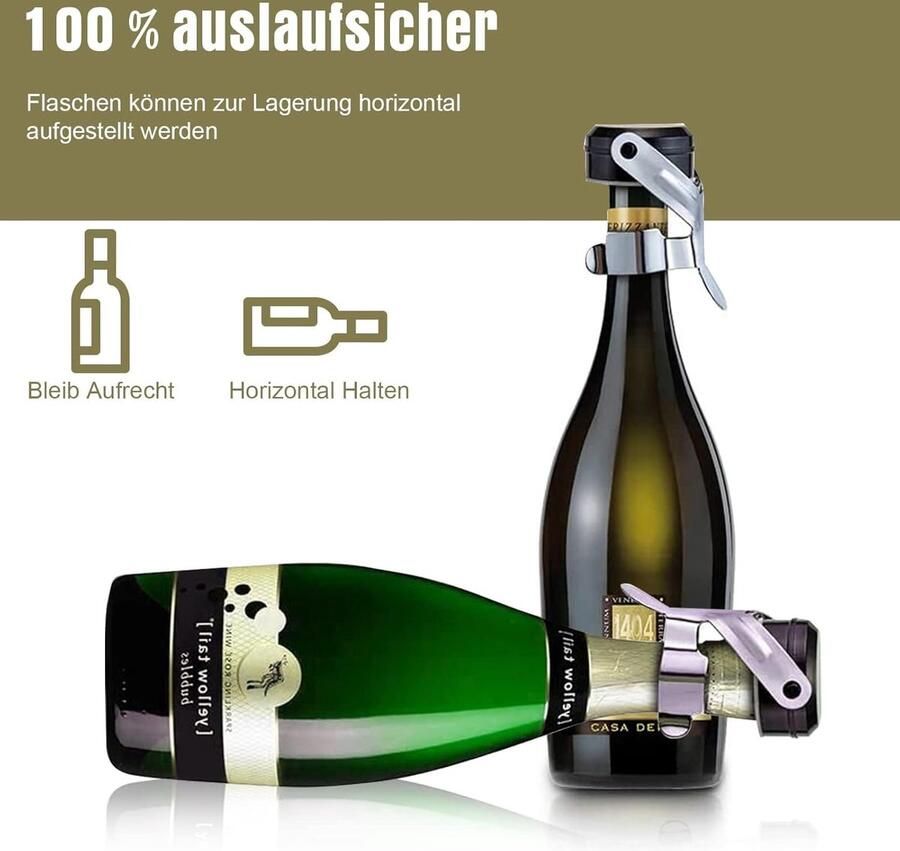 4 stuks flessendoppen met hendel champagnedop vacuüm universele flessendop champagnestop fles sluitingen wijn champagnesluiting roestvrij staal