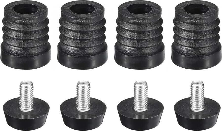 4 stuks inzetstukken voor ronde buizen met nivelleerpoten voor 19mm 0 75 buitendiameter ronde buis M6 draad Zwarte kunststof meubelpootopzetstukken blindstoppen inzetstukken