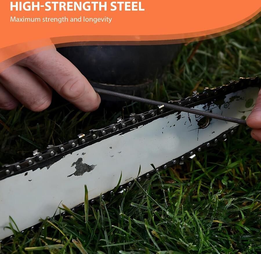 4 stuks kettingzaagvijlen met ergonomische handgreep 3 2 mm 4 mm 4 8 mm 5 2 mm metalen vijl van koolstofstaal hoge sterkte voor nauwkeurig slijpen geschikt voor knutselwerk