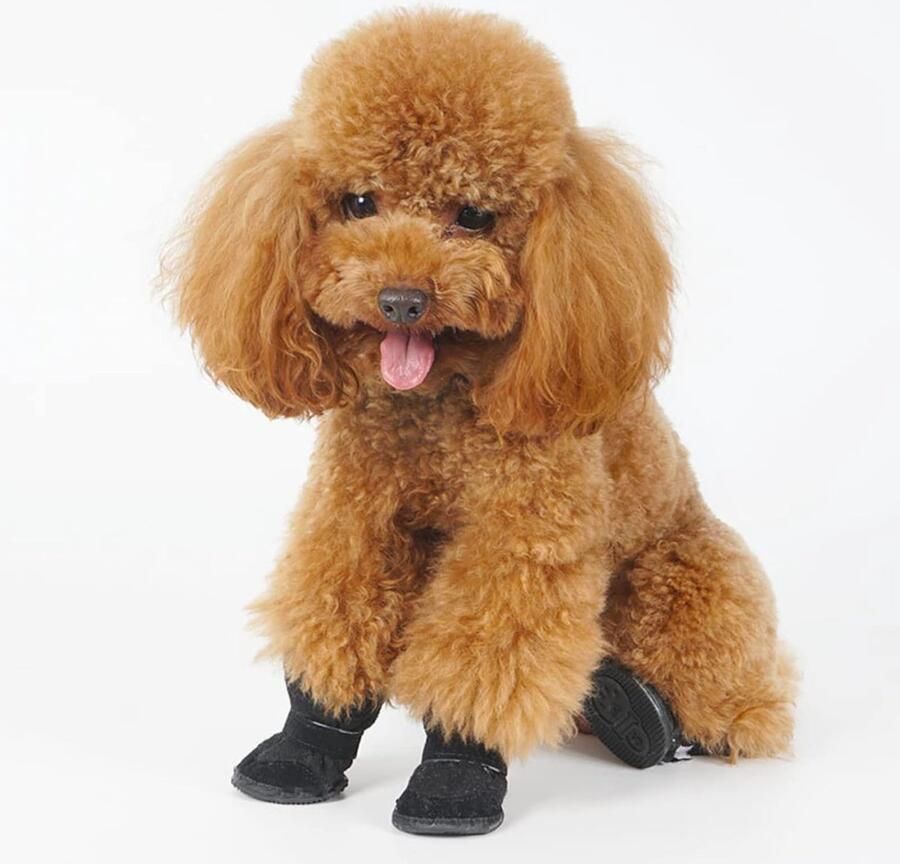 4 stuks kleine schoenen voor honden winter binnenvoering van pluche hondenschoenen pootbescherming winterhondenschoenen antislip en warm geschikt voor kleine honden en katten