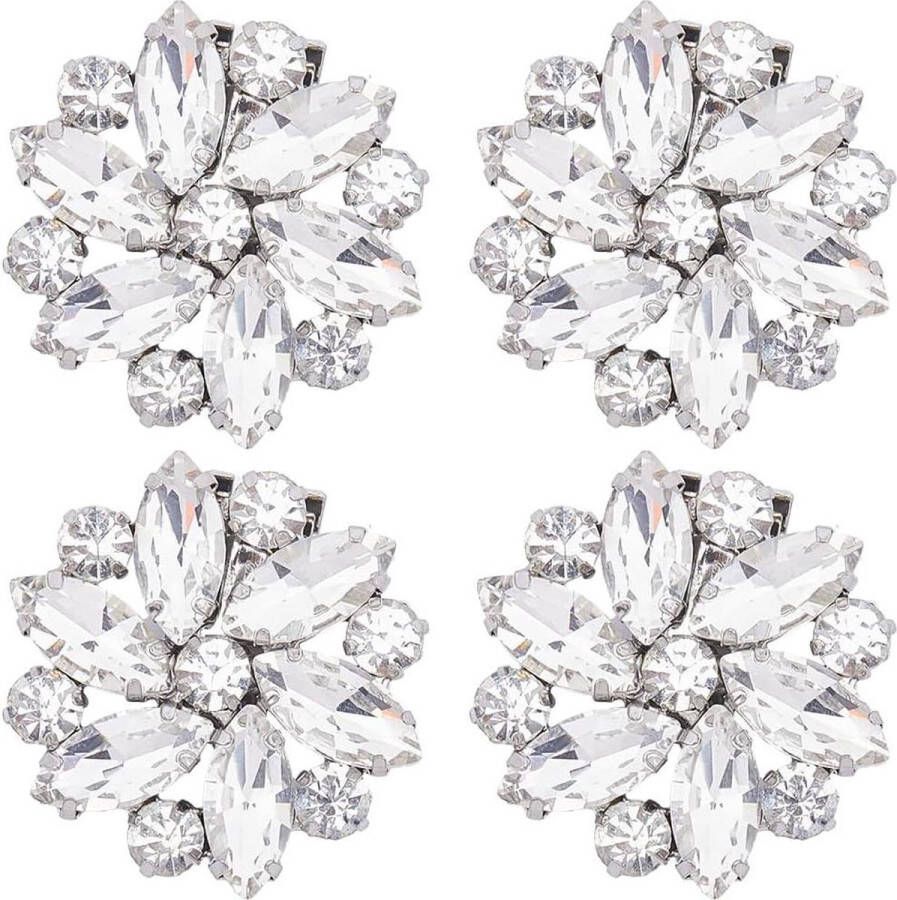 4 Stuks Kristallen Schoen Clips Bloem Vorm Strass Schoen Gespen Voor Bruiloft Vrouwen Bruids Hoge Hakken Flats Schoen Accessoires