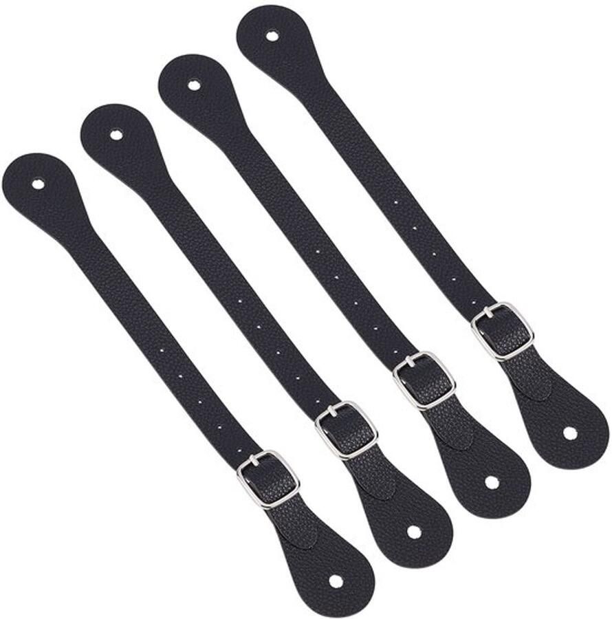 4 stuks leren sporenrie verstelbare laarzenrie western enkellaags leren Horizons sporenrie met zinklegering sluiting voor ruitersportbenodigdheden laarzen tot aan de dij zwart