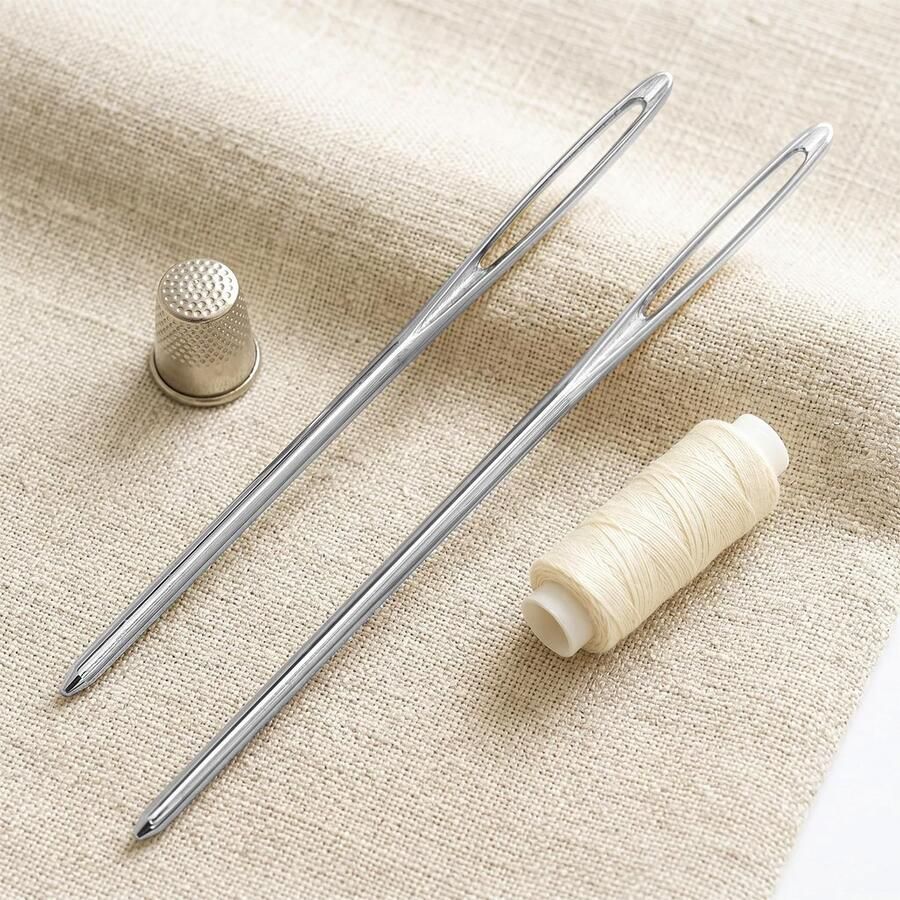 4 Stuks Maasnaalden met Groot Oog Stompe Wolnaalden voor Breien Haken Borduren en DIY Handwerk Zilver