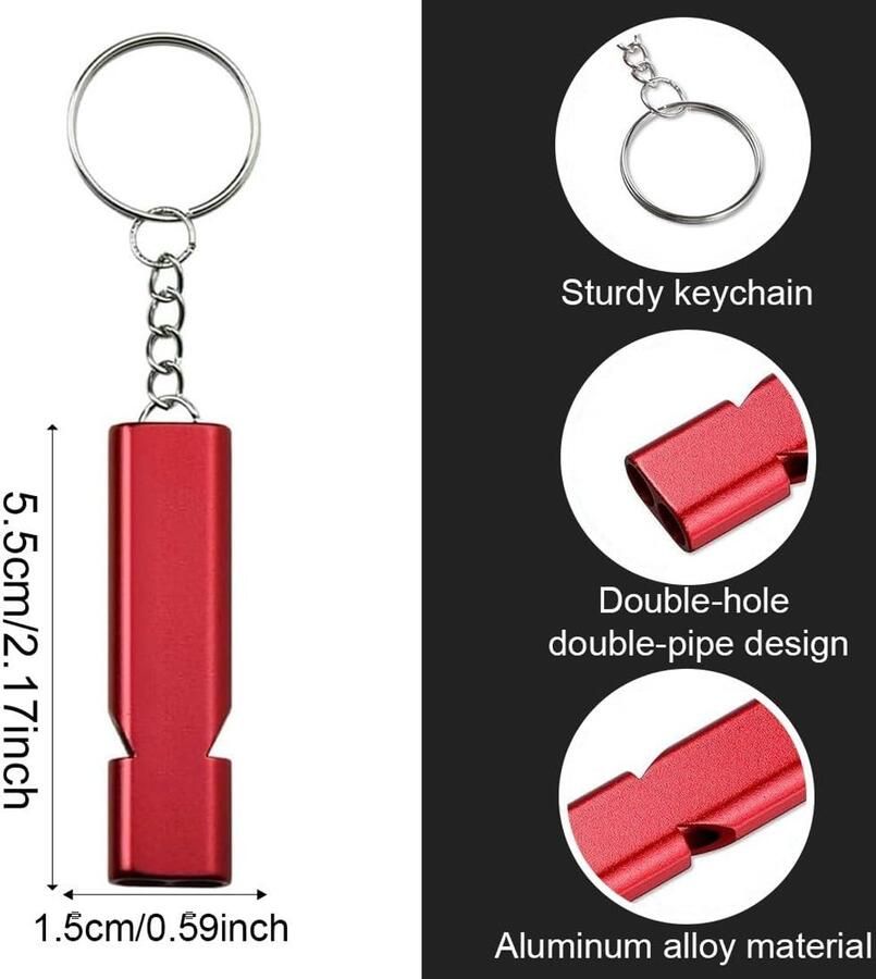4 stuks overlevingspijpen noodfluitje reddingsfluitje aluminium pijp met dubbele buizen met hoge decibel voor outdoor kamperen wandelen jacht klimmen