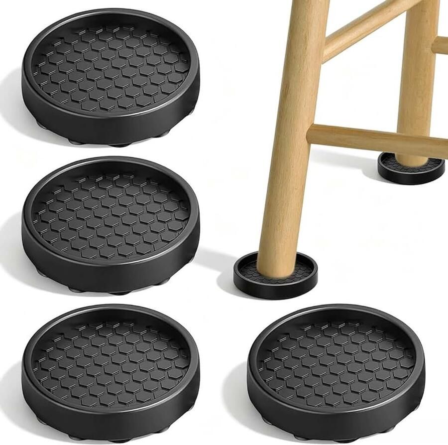 4 stuks ronde meubelonderzetters siliconen antislip meubelonderleggers antislip pads meubels met kleine zuignappen zwart binnendiameter voor bed bank en kasten