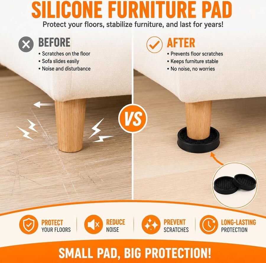 4 stuks rubberen meubelglijders diameter zwart ronde vorm waterdicht antislip en slijtvast universele bescherming voor vloeren tafels stoelen banken en