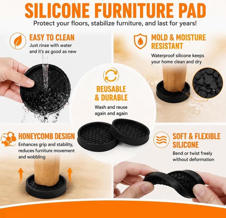 4 stuks rubberen meubelglijders diameter zwart ronde vorm waterdicht antislip en slijtvast universele bescherming voor vloeren tafels stoelen banken en - Foto 2