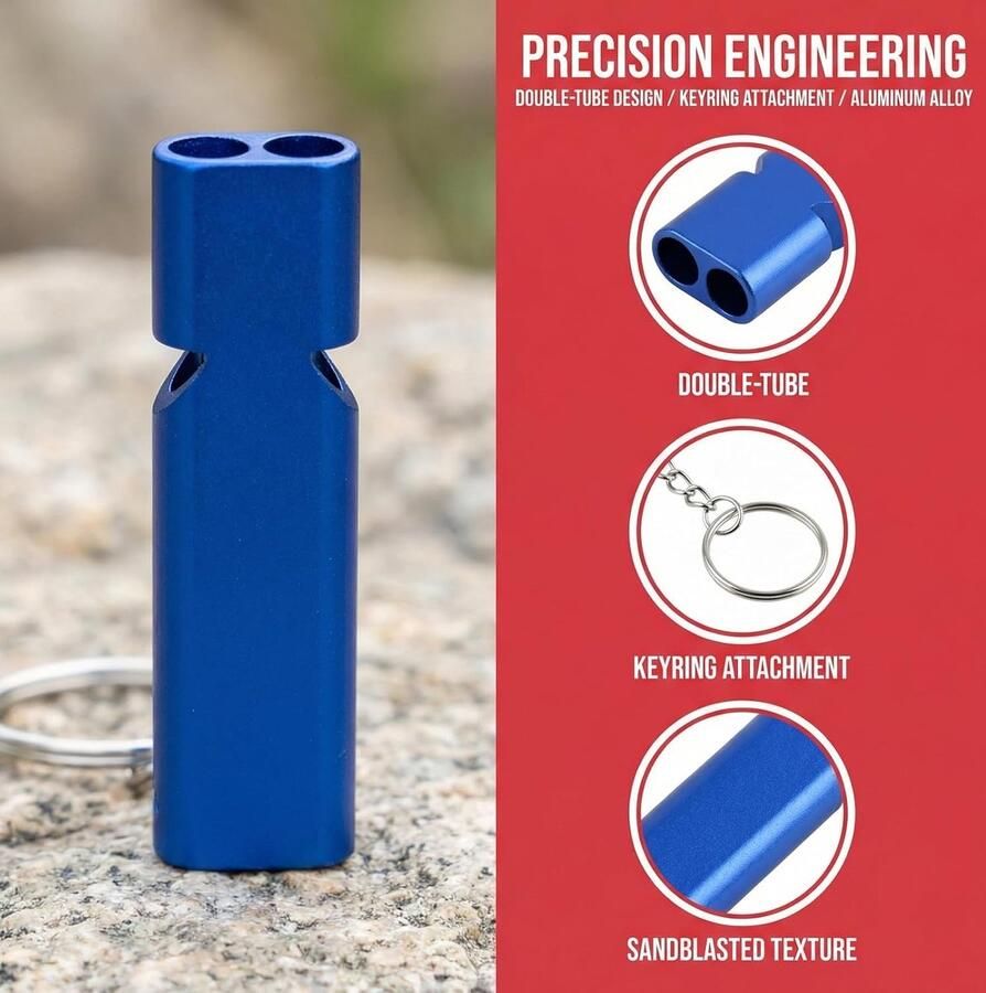 4 stuks signaalfluitje trilerfluitje luid noodgevallen aluminium dubbele buis survivalfluitje outdoor camping wandelen uitrusting sleutelhanger