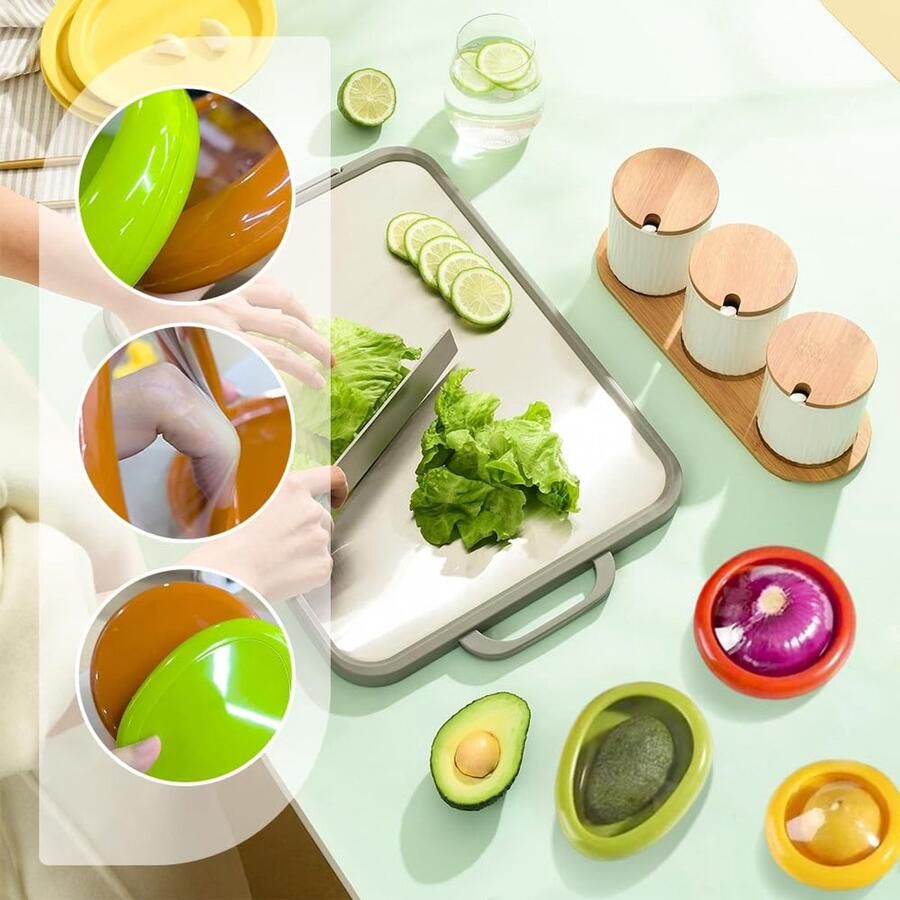 4 stuks siliconen fruitopbergdozen set met fruit- en groentecontainers van siliconen herbruikbaar voor koelkast vershouddozen