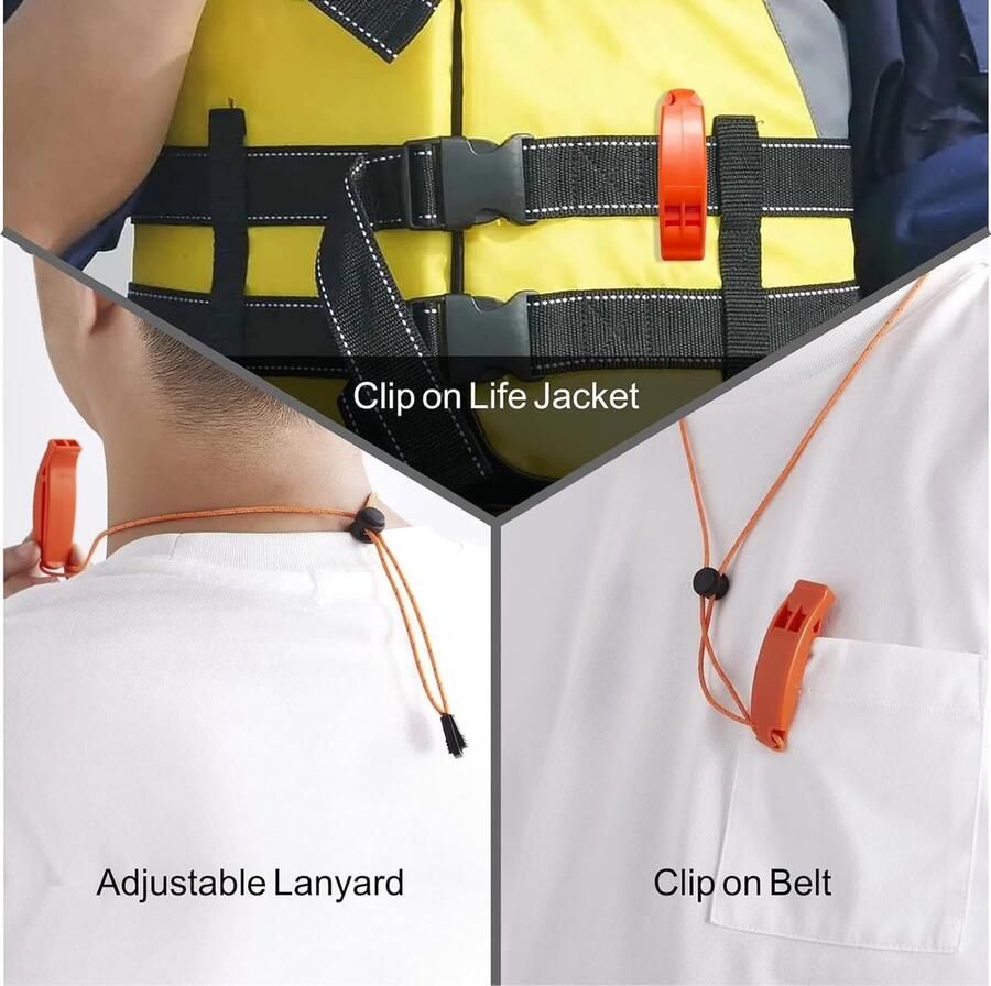 4 stuks super luide veiligheidsfluitjes met lanyard ideaal voor kajakken boottochten zwemmen overleven in het water wandelen kamperen klimmen
