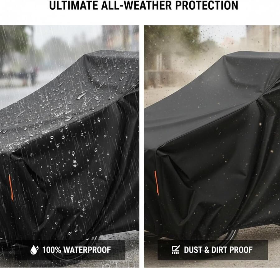 420D Oxford 220 x 100 x waterdichte laadwielafdekking 420D Oxford weerbestendige fietsgarage voor twee driewielers outdoor (drie wielen)