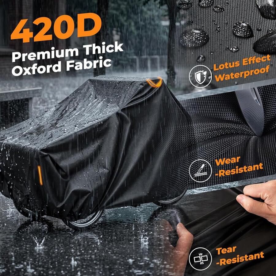 420D Oxford-stof regenbescherming voor laadfietsen 220 x 100 x fietshoes waterdicht met reflecterende strepen regenbestendig sneeuwbestendig scheurvast uv-bestendig