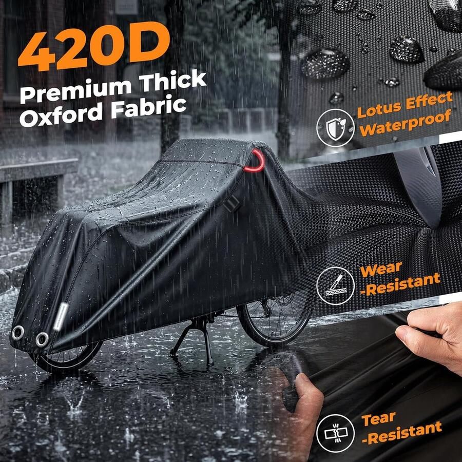 420D Oxford-stof regenbescherming voor laadfietsen 220 x 100 x fietshoes waterdicht met reflecterende strepen regenbestendig sneeuwbestendig scheurvast uv-bestendig