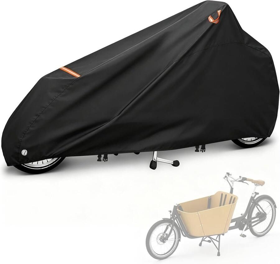 420D Oxford-weefsel waterdicht scheurvast uv-bescherming eenspoor cargofiets fietsbeschermhoes opvouwbare extra lange fietshoes met reflecterende strepen 285 x 75 x