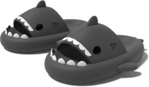 44 45 Donker Grijs Shark Slippers Soft Beach Cloud Platform Indoor Badkamer Glijdt Zomer Muiltjes Buiten Eva