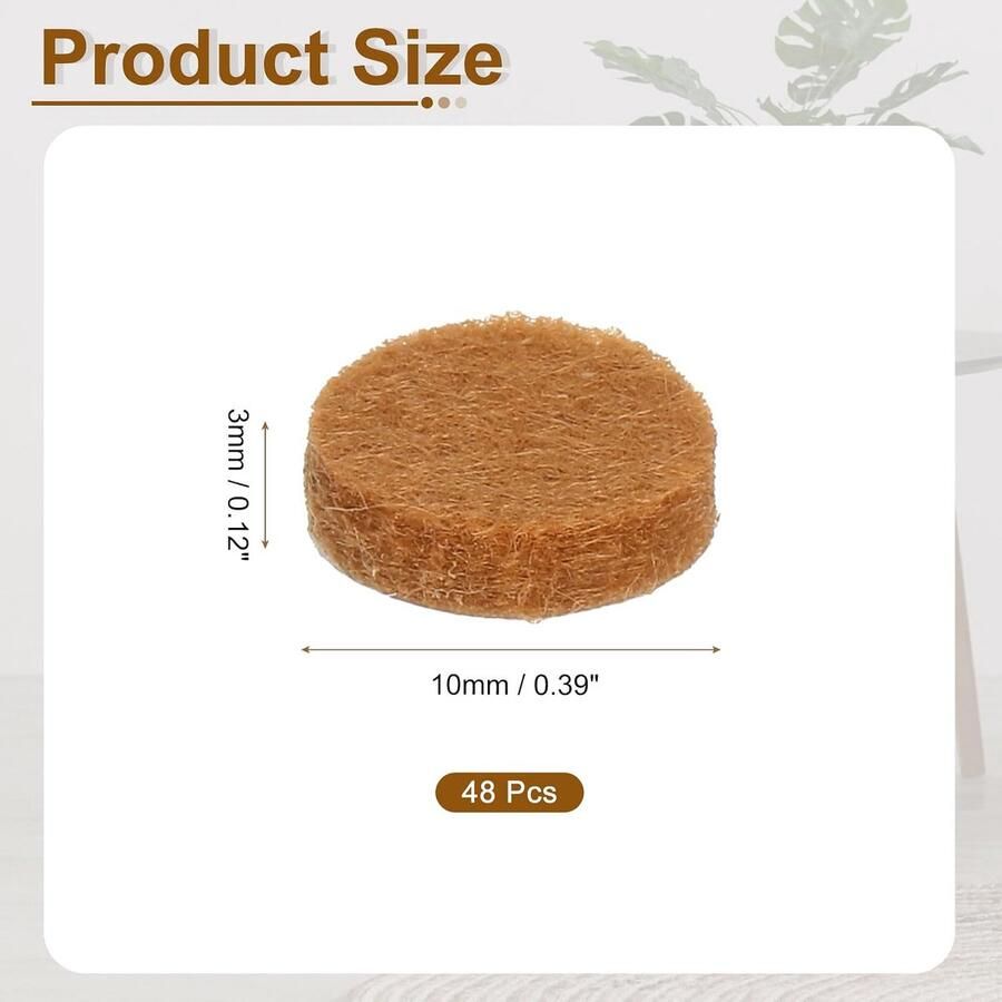 48 stuks viltdoppen zelfklevend 10 x 10 x 3 mm (l x b x d) meubelglijders vilt ronde viltglijders antislip pads voor meubels tafel- en stoelbeschermlaag lichtbruin