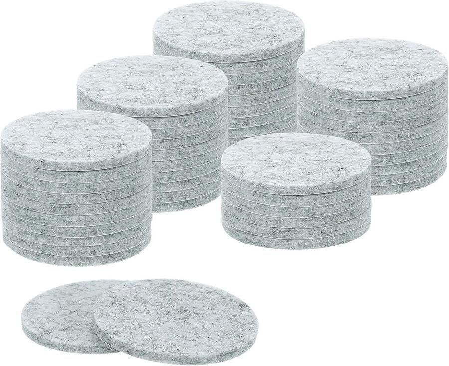 48 stuks zelfklevende vilten glijdoppen 50 x 50 x 3 mm (L*B*D) meubelglijders vilt ronde vilten glijdoppen antislip pads voor meubels tafel- en stoelbescherming Grijs