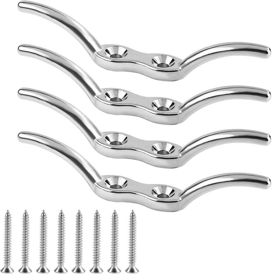 4x Bootschoenplaatjes RVS 316 Heavy Duty Dekbeslag voor Touwen en Meer