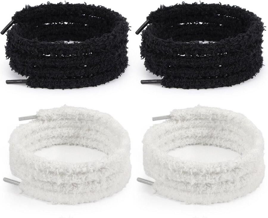 4x Elastische Pluche Schoenveters met Sneeuwvlokken voor Sneakers en Gympen