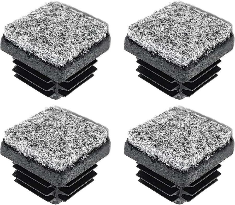 4x lamellendoppen met vilt 25x25 mm voor stalen buisstoelen viltglijders stoelglijders