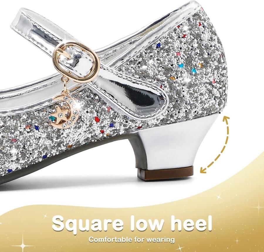 5-10 Jaar Kinderen Meisjes Mary Jane Prinses Hof Schoenen Sparkly Glitter Bruiloft Party