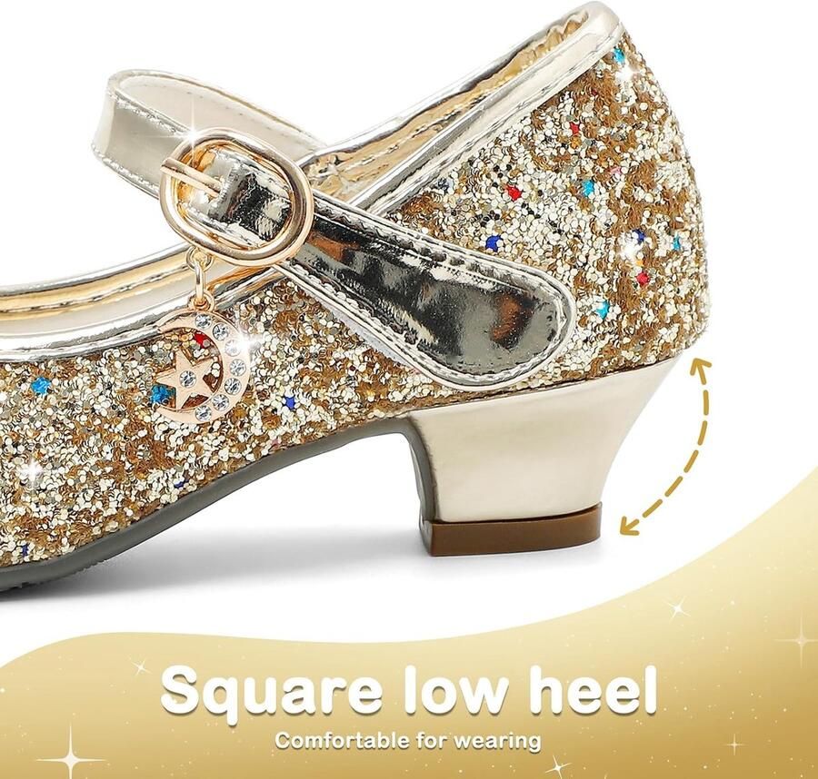 5-10 Jaar Kinderen Meisjes Mary Jane Prinses Hof Schoenen Sparkly Glitter Bruiloft Party