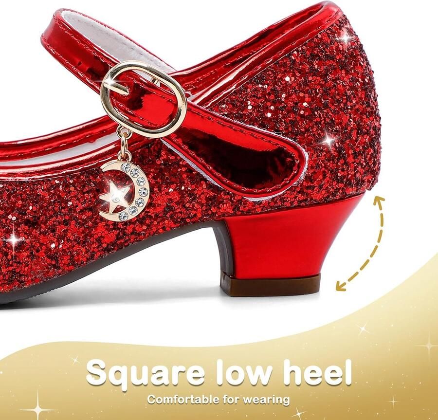 5-10 Jaar Kinderen Meisjes Mary Jane Prinses Hof Schoenen Sparkly Glitter Bruiloft Party