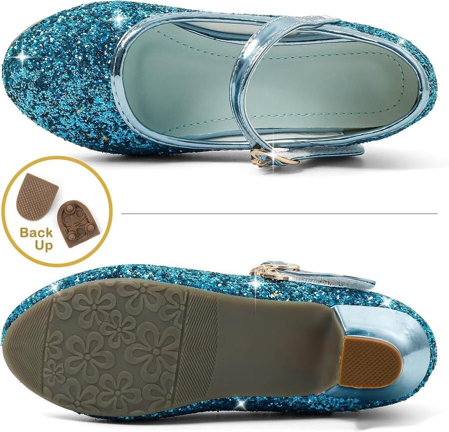 5-10 Jaar Kinderen Meisjes Mary Jane Prinses Hof Schoenen Sparkly Glitter Bruiloft Party