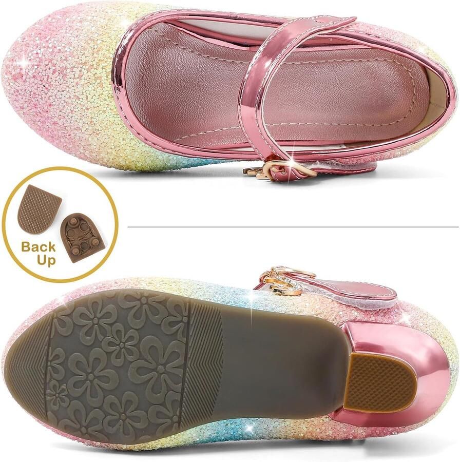 5-10 Jaar Kinderen Meisjes Mary Jane Prinses Hof Schoenen Sparkly Glitter Bruiloft Party