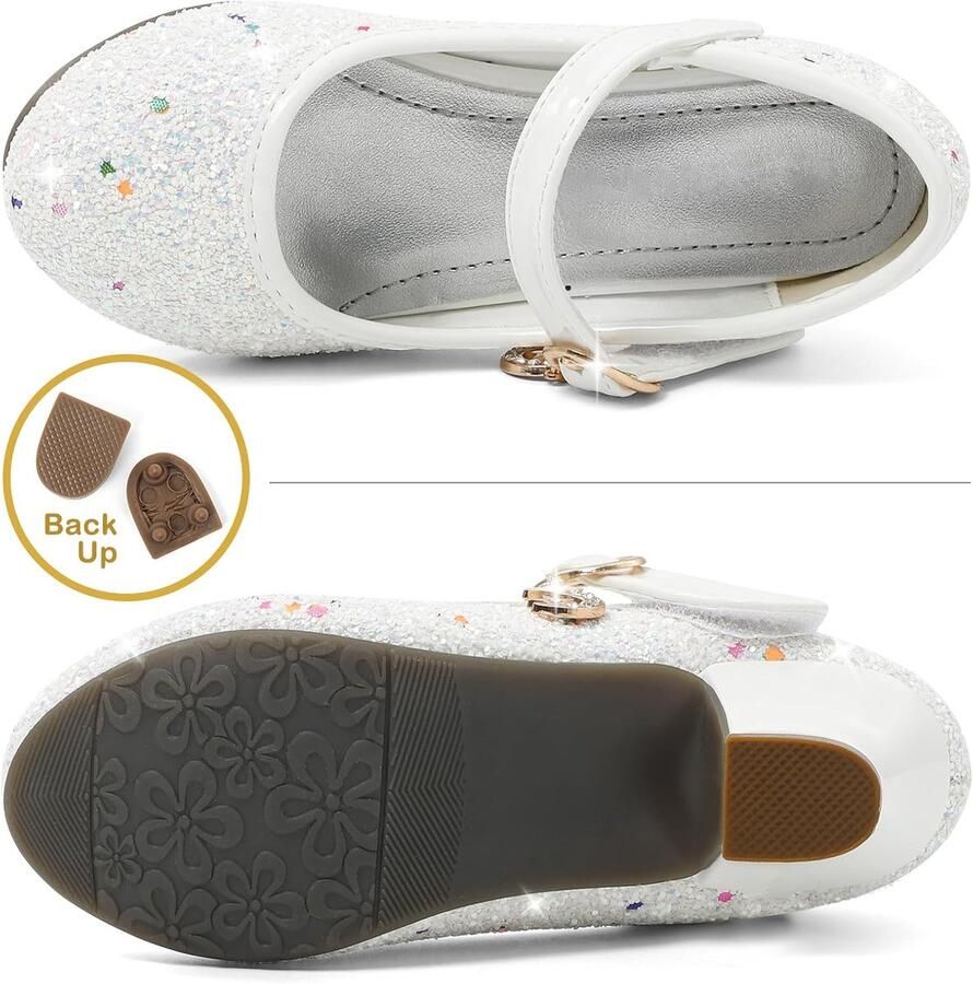 5-10 Jaar Kinderen Meisjes Mary Jane Prinses Hof Schoenen Sparkly Glitter Bruiloft Party