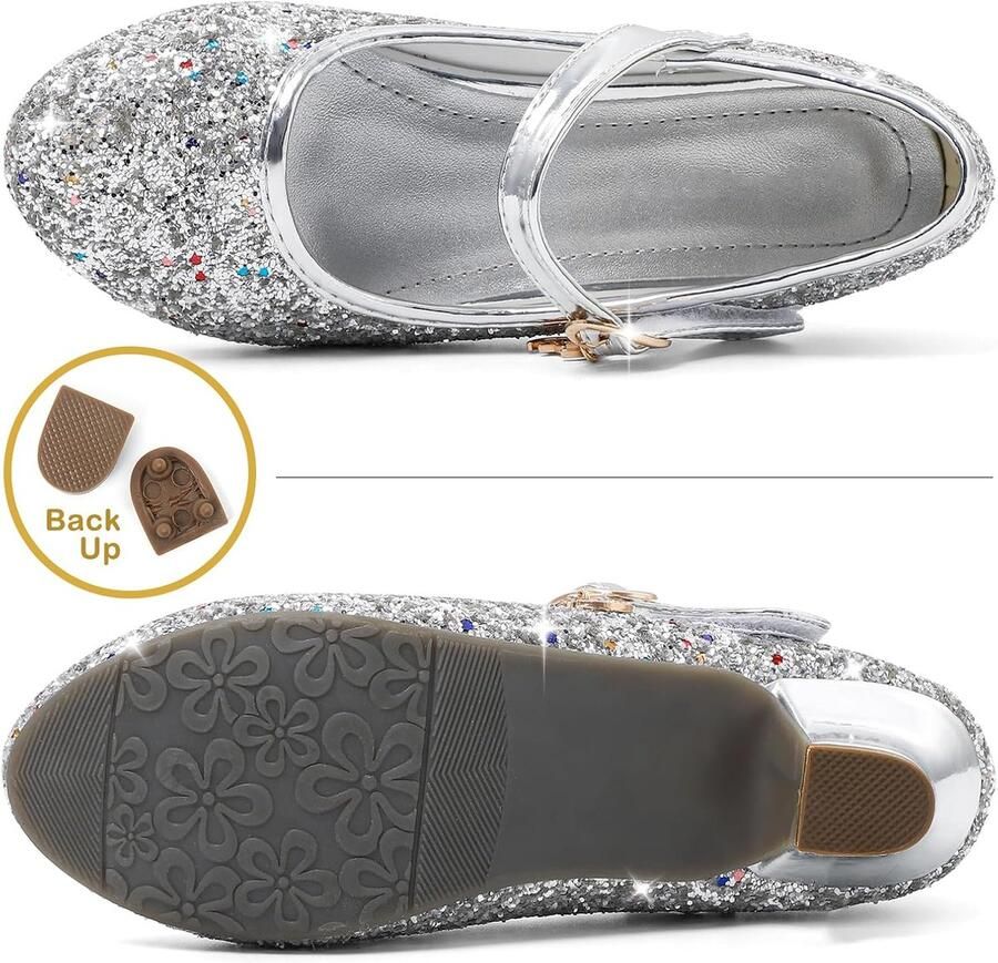 5-10 Jaar Kinderen Meisjes Mary Jane Prinses Hof Schoenen Sparkly Glitter Bruiloft Party