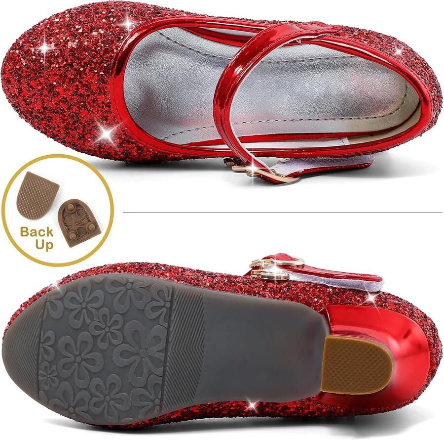 5-10 Jaar Kinderen Meisjes Mary Jane Prinses Hof Schoenen Sparkly Glitter Bruiloft Party