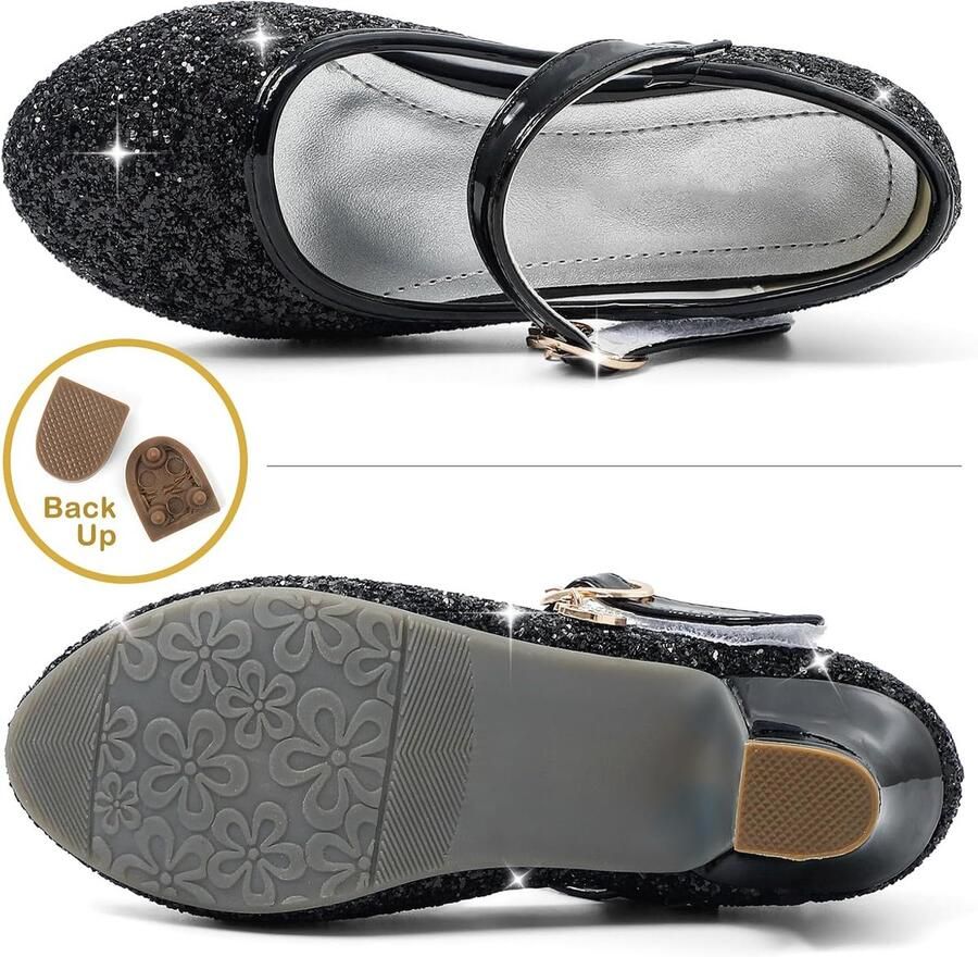 5-10 Jaar Kinderen Meisjes Mary Jane Prinses Hof Schoenen Sparkly Glitter Bruiloft Party