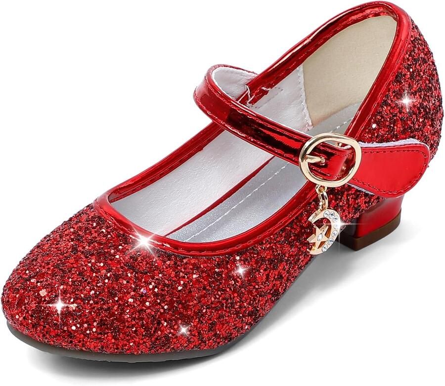 5-10 Jaar Kinderen Meisjes Mary Jane Prinses Hof Schoenen Sparkly Glitter Bruiloft Party