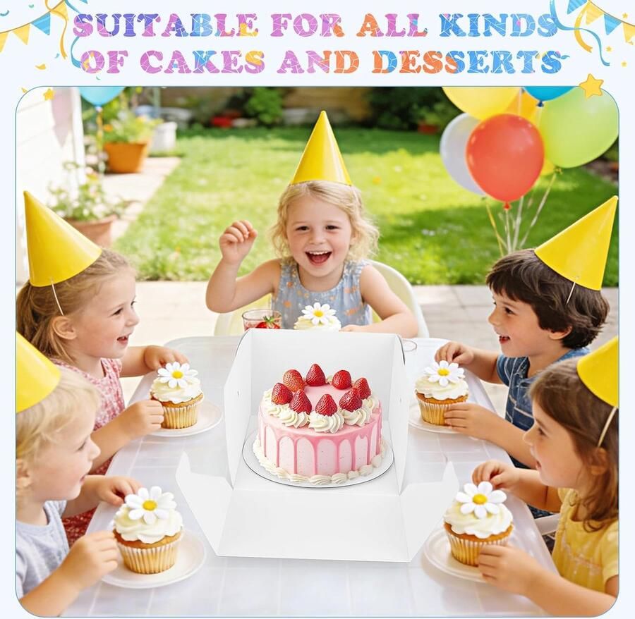 5-delige taartdoos taartkarton met taartplateau taartdoos van karton taarttransportdoos met kijkvenster taarttransportdoos voor taarten gebak bruiloft verjaardag (30 5 x