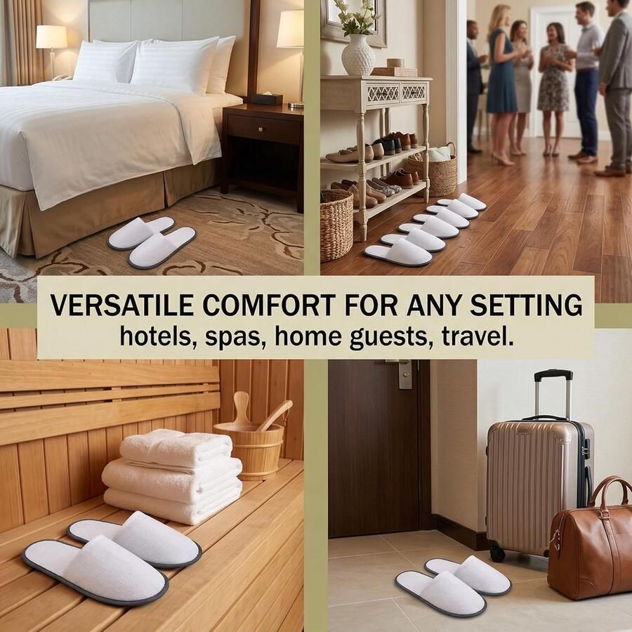 5 paar antislip pantoffels wegwerp-hotelpantoffels voor en spa-pantoffels eenheidsmaat universele