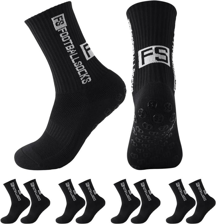 5 Paar Antislip Sportsokken voor & Grip Sokken voor Voetbal Fitness en Hardlopen Zwart