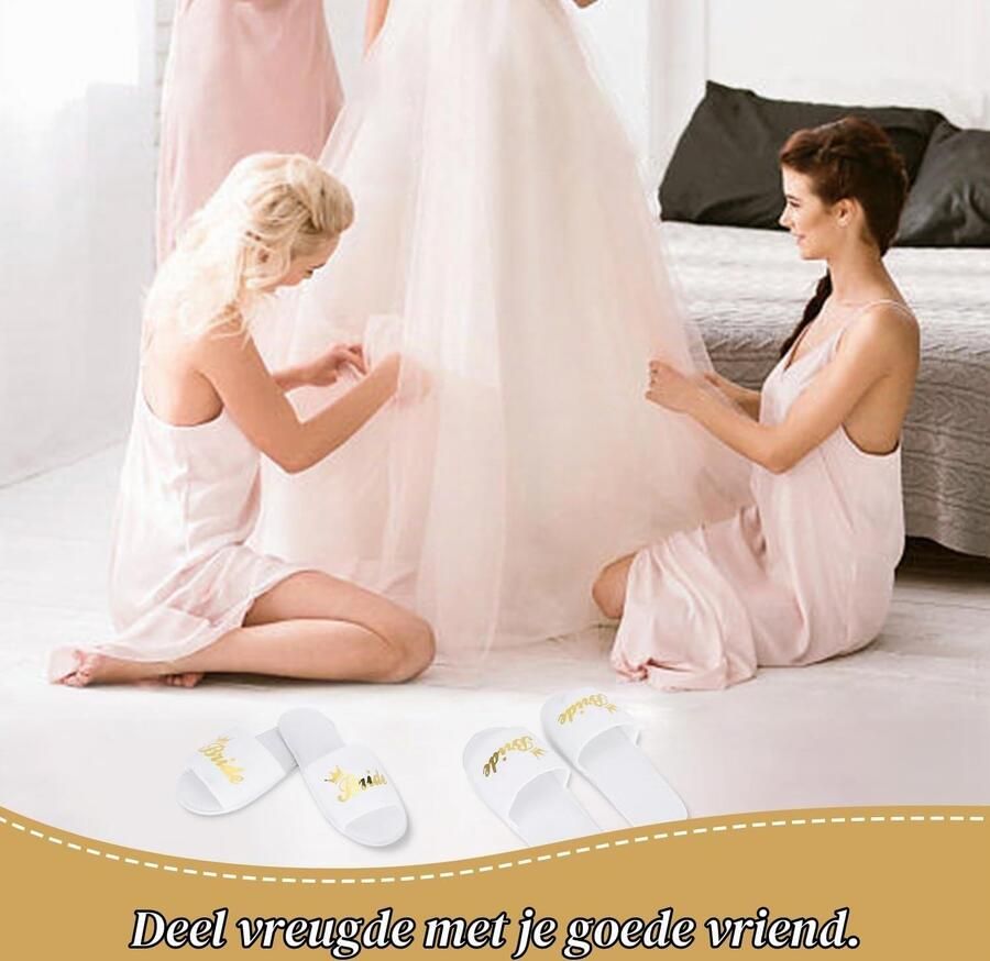 5 Paar Draagbare Slippers voor Bruiloft Open Tees Wegwerp Slippers voor Bruidsmeisjes Perfect voor Hennaparty en Spa
