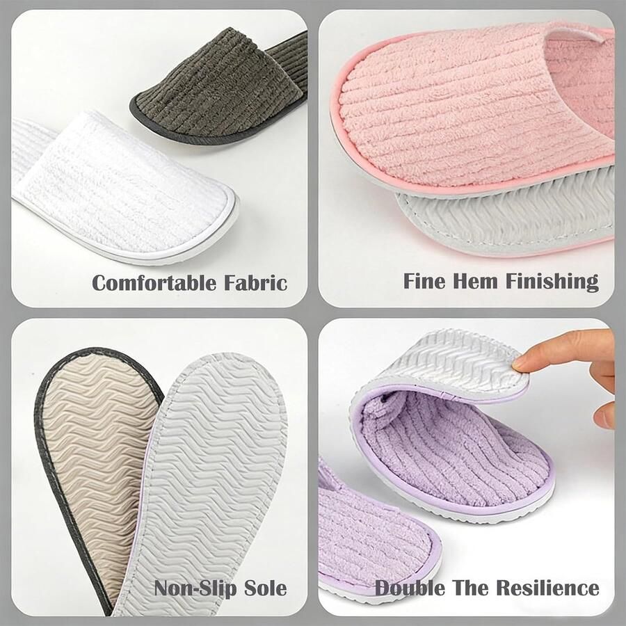 5 paar gastenslippers wasbare pantoffels hotelgastenslippers coral-fleece antislip en wasbaar voor thuis badkamer hotel reizen feesten