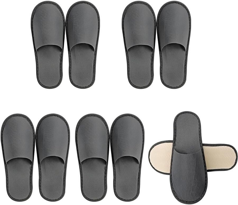 5 paar gastenslippers wegwerp hotelslippers unisex geschikt om in te baden (grijs)
