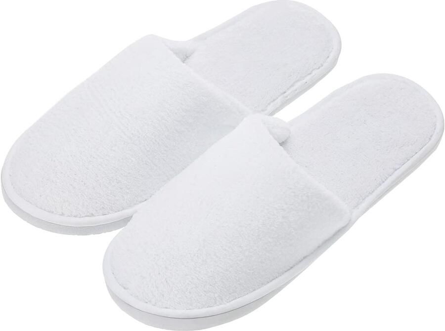 5 paar hotelslippers wit gesloten badstofslippers spa-pantoffels wegwerp-pantoffels voor en gastenslippers uniseks wit 36 38