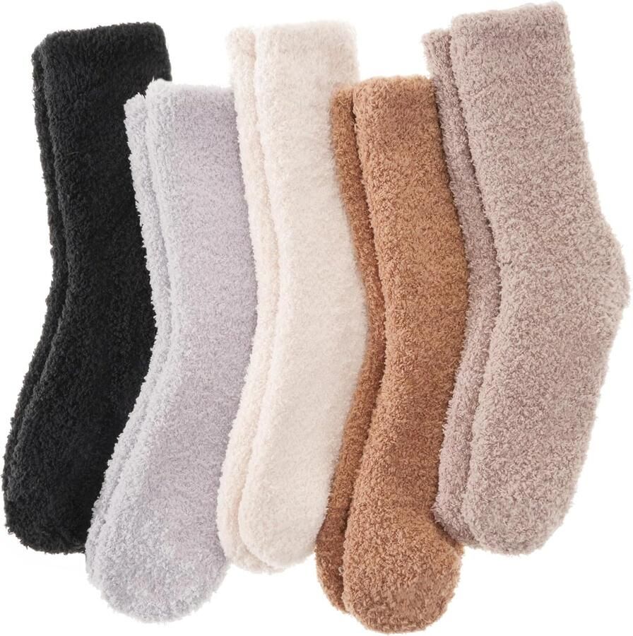 5 Paar Pluizige Sokken voor Pantoffels Zachte Knusse Warme Winter Dikke Pluche Crew Sokken