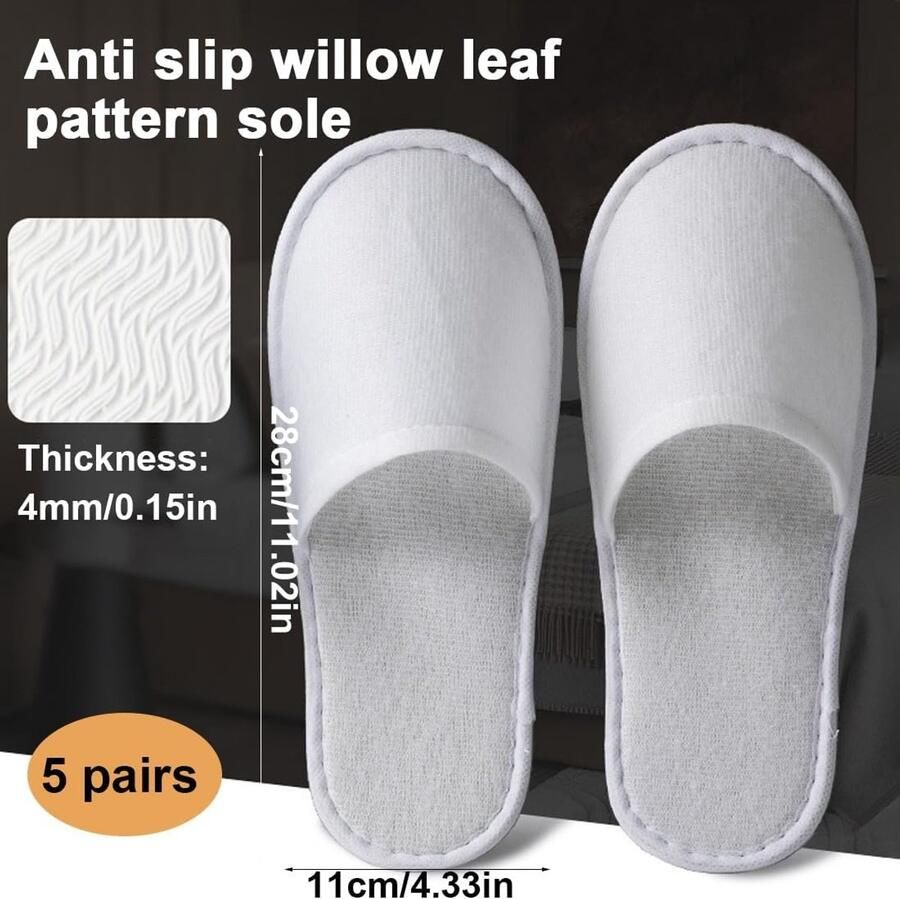 5 Paar Wegwerp Slippers met Sluiting Antislip Slippers voor Hotel Spa Thuis en Reizen Maat voor Comfort en Hygiëne
