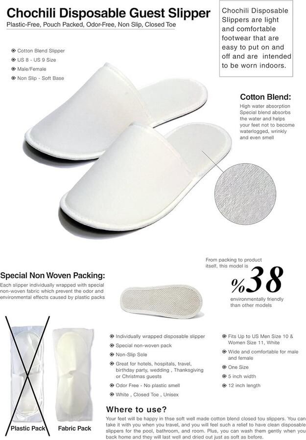 5 Paar Wegwerpslippers Wit Comfortabele Hotel- Spa-Slippers voor Gasten (Unisex)
