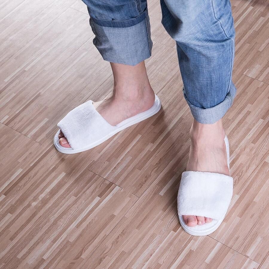 5 Paar Witte Open Terry Slippers voor Hotel Spa en Bad Wegwerp Slippers voor nen en Comfortabele Gastenslippers
