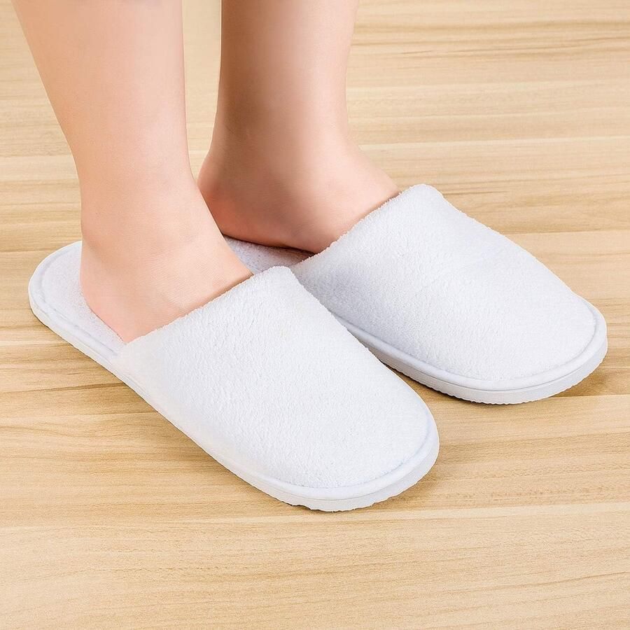 5 Paar Witte Slippers voor Hotels en Spa's Dichte Terry Slippers Wegwerpslippers voor nen en Unisex
