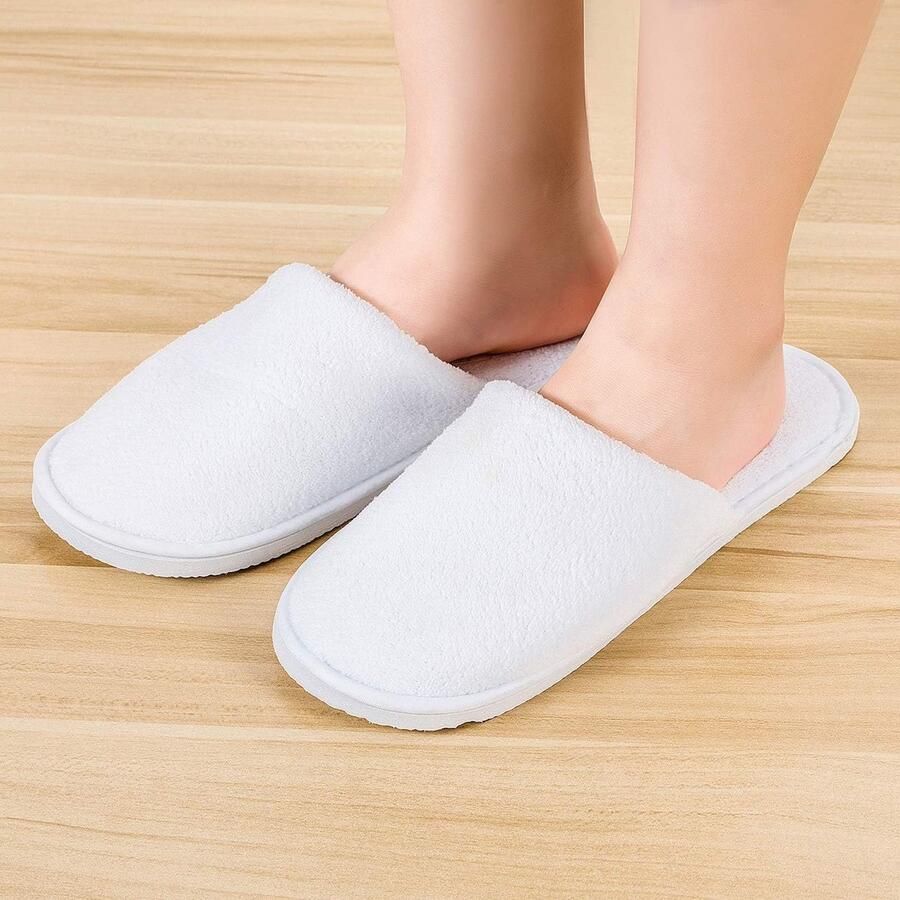 5 Paar Witte Slippers voor Hotels Spa en Gasten Wegwerp Slippers voor nen en Unisex