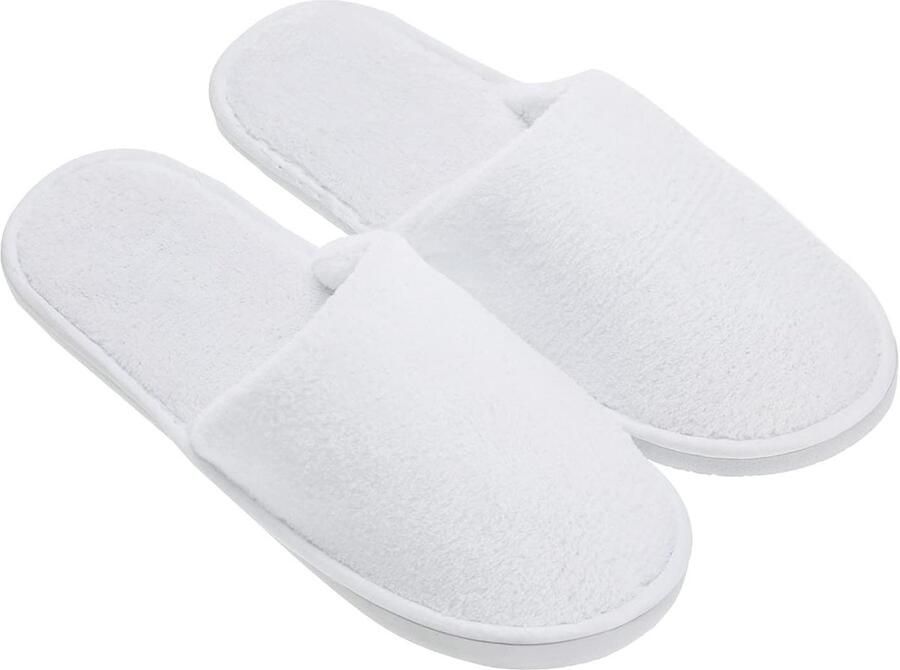 5 Paar Witte Slippers voor Hotels Spa en Gastgebruik Dichte Terry Slippers voor nen en Wegwerp Unisex