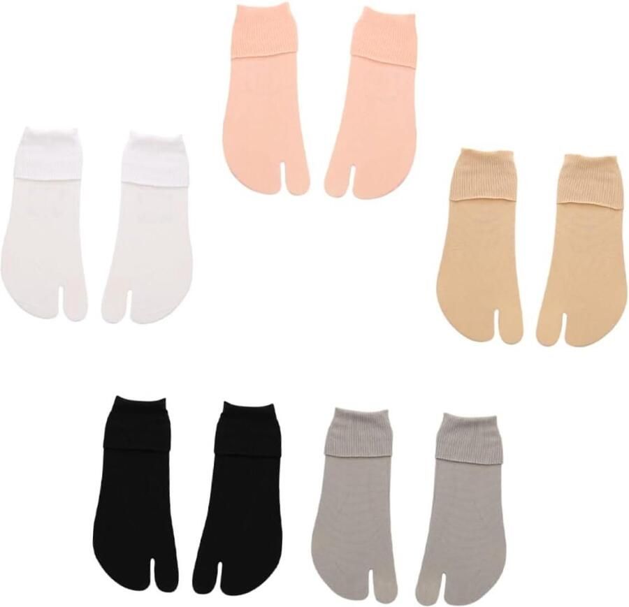 5 Pairs Slipper Socks Toe Socks Women Ankle Socks White Ankle Socks Toe Separators Ladies Slippers Socks for Ladies Shoes Socks with Toes Big Toe Sock Ruffle Socks Assorted Color